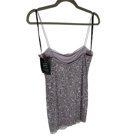 Retrofete Sheila Sequin Mini Dress Sexy Party Cocktail Evening Hoco Mink Grey L - Picture 8 of 11